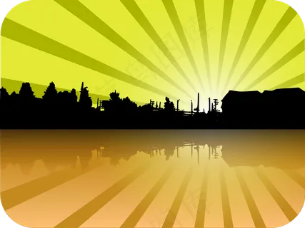 房子在地平线上的恒星暴增的混音