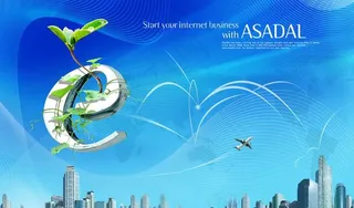 现代都市高楼群E时代网络航空飞机绿...