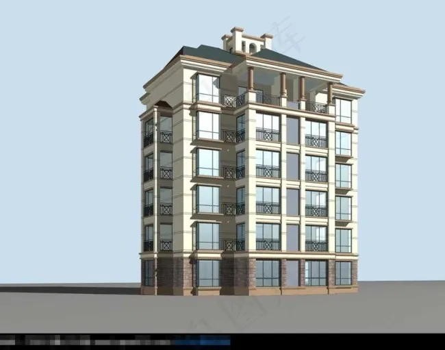 现代多层住宅区建筑3D模型设计