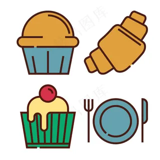 扁平美食icon图标