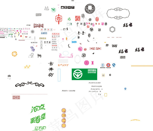 古典花边 花纹 绿色标志cdr矢量模版下载