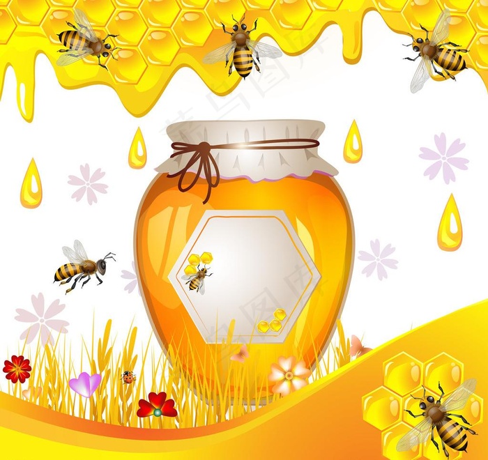 蜜蜂蜂蜜图片eps,ai矢量模版下载