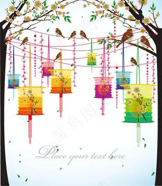 新春彩色灯笼素材