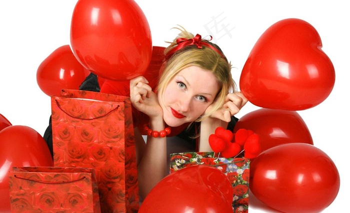 情人节气球爱心美女图片