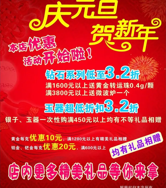 珠宝店庆元旦贺新年图片cdr矢量模版下载