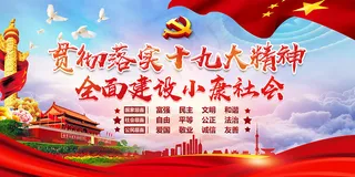 红色十九大精神党建海报