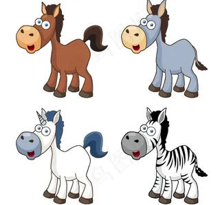 卡通马horse搞笑动作矢量素材