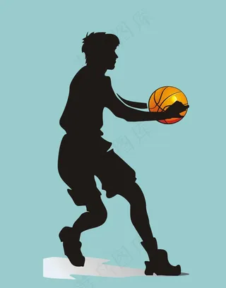 篮球运动员剪影简笔插画
