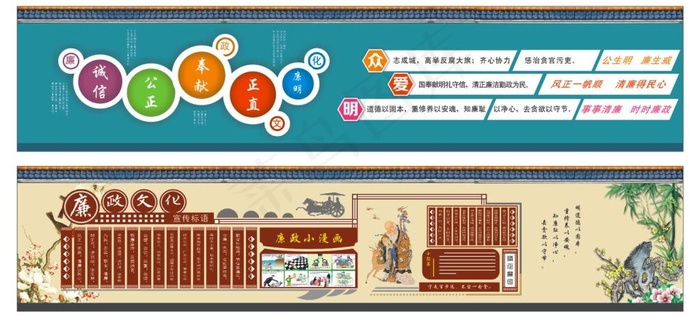 廉政建设文化墙设计cdr矢量模版下载