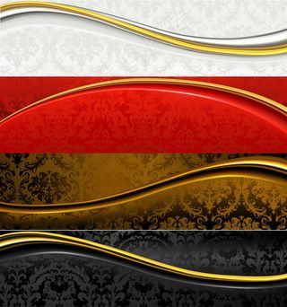 金色曲线古典底纹横幅矢量图