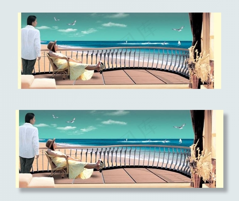 宽景阳台海景图片