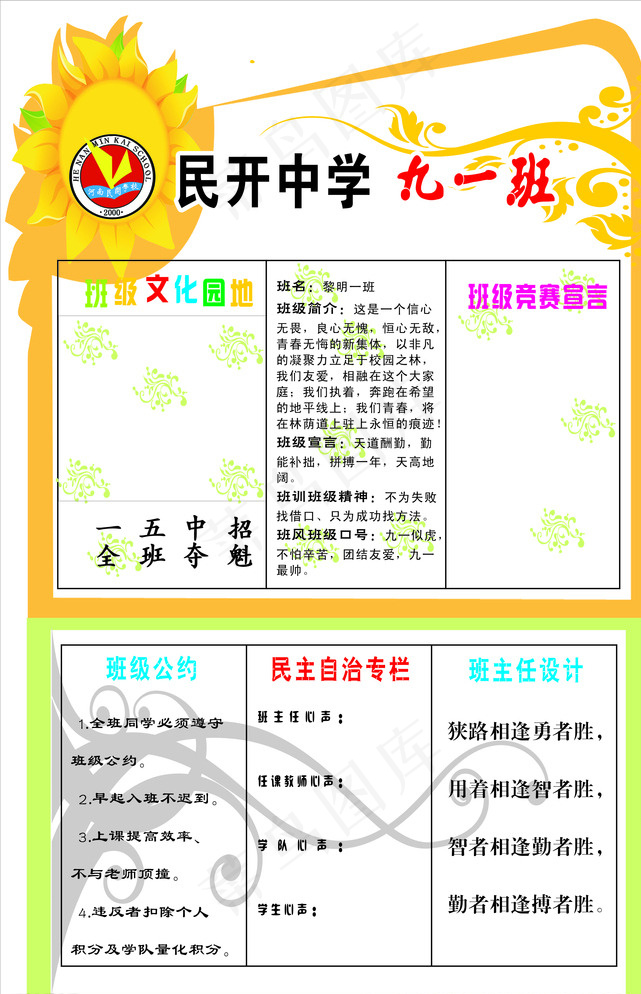 班级学习园地图片cdr矢量模版下载