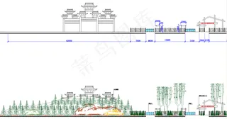 公园景观 中式牌楼立面图片