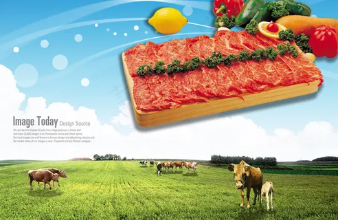 草原牧场牛肉食材PSD素材 草原牧场牛肉食材PSD素材