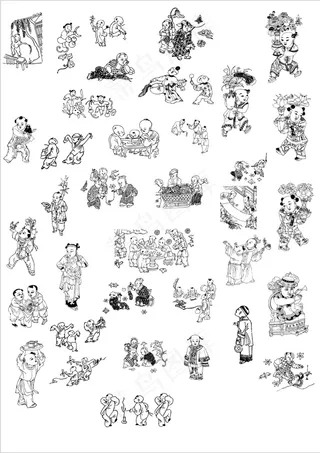 古风白描人物素材