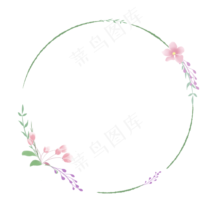 小清新粉色海棠花苞花环边框(3543*3543px 300 dpi )psd模版下载