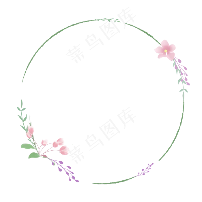 小清新粉色海棠花苞花环边框(3543*3543px 300 dpi )psd模版下载