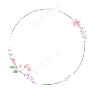 小清新粉色海棠花苞花环边框