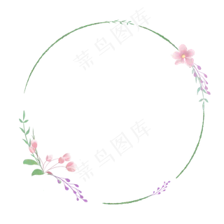 小清新粉色海棠花苞花环边框