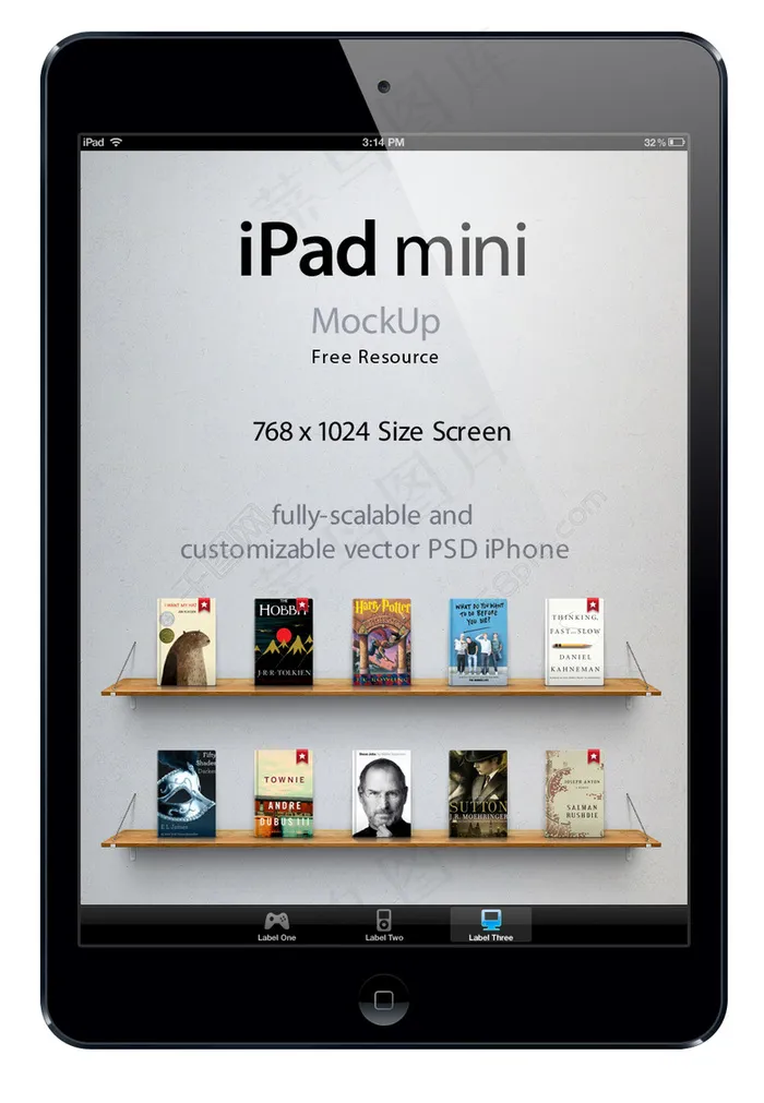 iPad迷你黑色素材psd模版下载