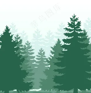 绿色森林剪影