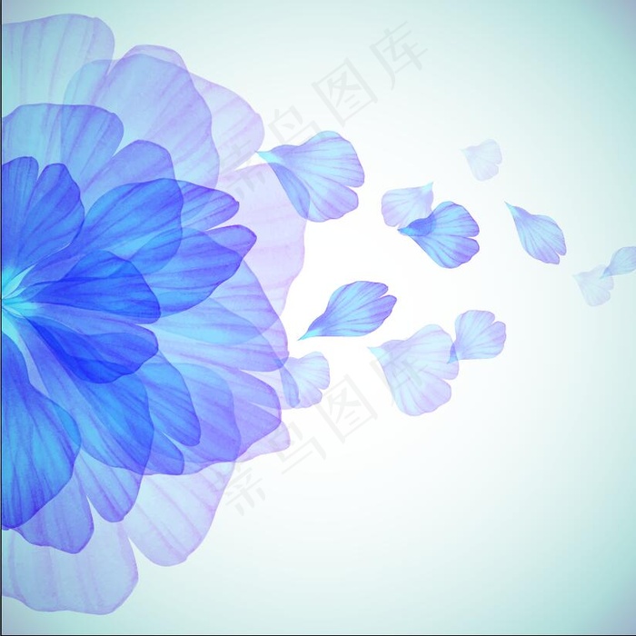 蓝色渐变梦幻花朵eps,ai矢量模版下载