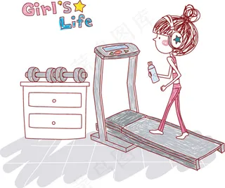 时尚女孩跑步机图片