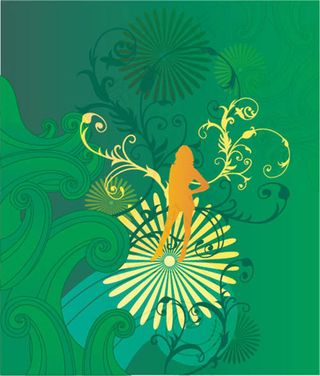 绿色背景矢量花纹素材