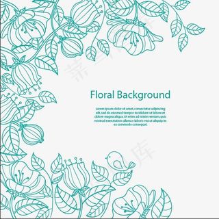 绿色手绘花卉背景矢量图