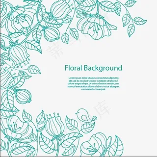 绿色手绘花卉背景矢量图