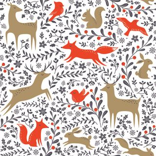 卡通可爱北欧童话梦幻儿童动物无缝平铺背景头像印刷矢量图片素材