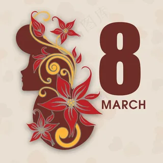 三八妇女节贺卡或海报与时尚的文本第...