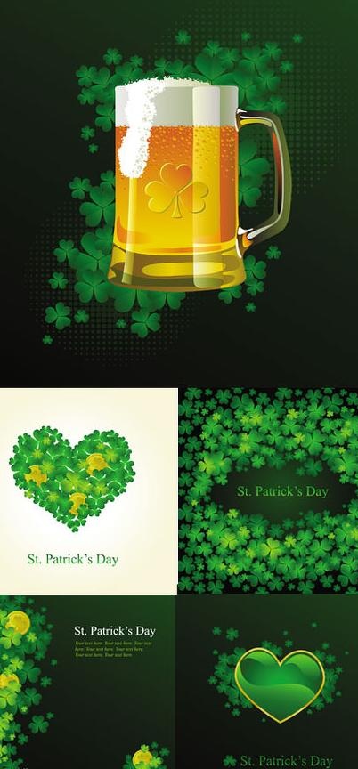 四叶草与啤酒矢量素材