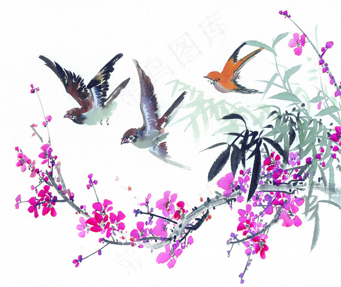 花草动物插画背景图片