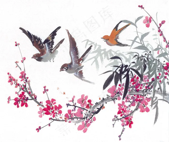 花草动物插画背景图片
