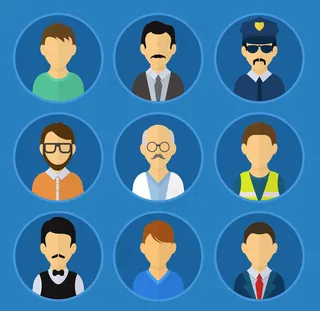 9款卡通职业男子头像矢量图