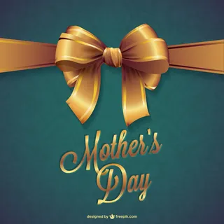 带金丝带的绿色母亲节卡片