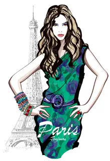 时尚手绘美女设计矢量素材