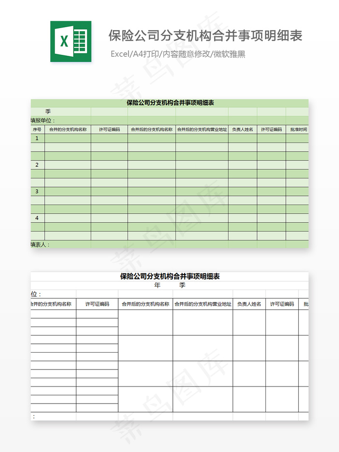 保险公司分支机构合并事项明细表