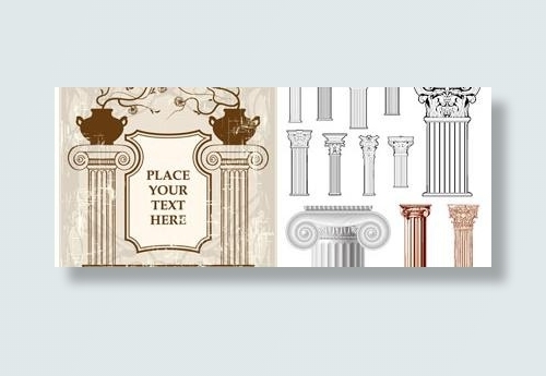 欧式古典花纹柱子矢量素材