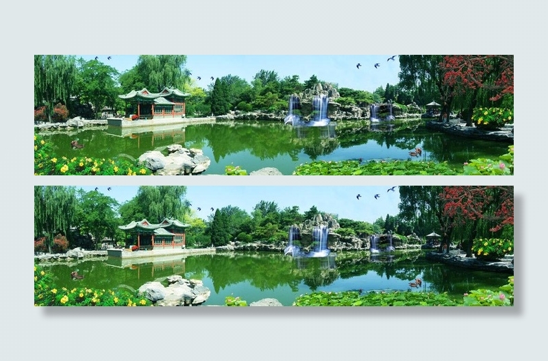宽幅园林风景装饰画图片(5988X1840(DPI:72))psd模版下载