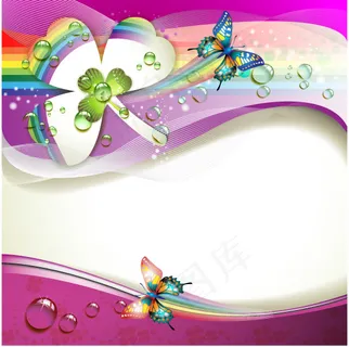 随波逐流飞舞彩蝶背景矢量素材