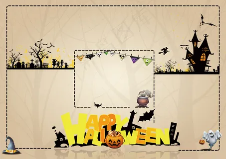 卡通万圣节学生英文阅读小报手抄报模...