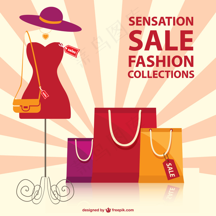 购物袋和衣服的模特