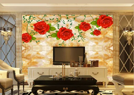 玫瑰高清大理石图片背景墙瓷砖壁画