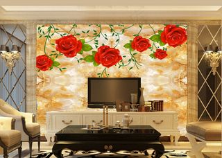玫瑰高清大理石图片背景墙瓷砖壁画