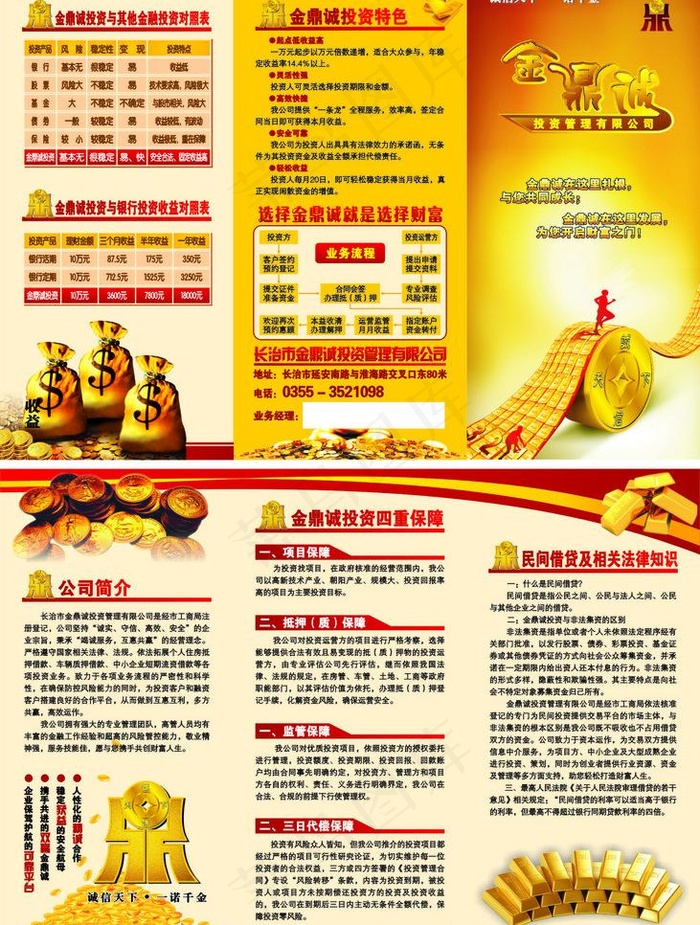 投资管理公司三折页cdr矢量模版下载