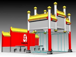 古建筑风格展览展示3D模型下载