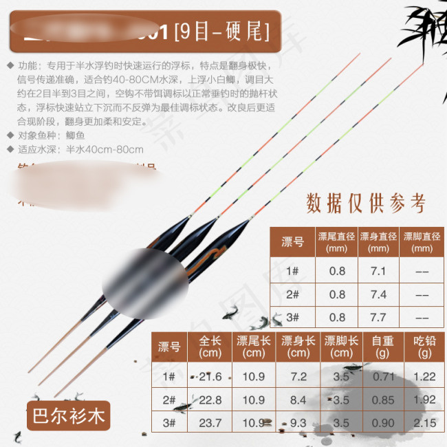 钓鱼装备浮漂数据详情表psd模版下载