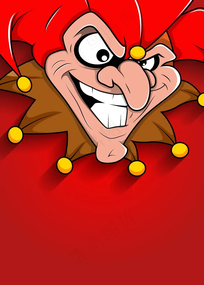 调皮的微笑小丑的脸eps,ai矢量模版下载